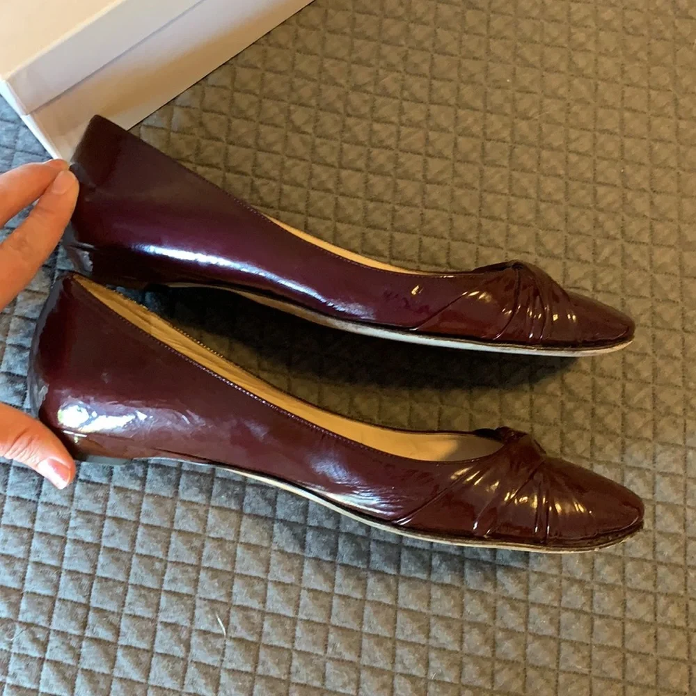 Jimmy Choo purple patent twist flats